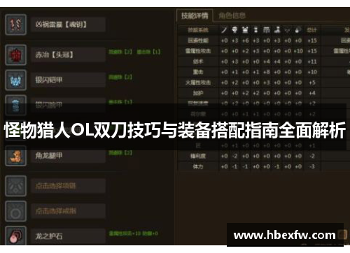 怪物猎人OL双刀技巧与装备搭配指南全面解析